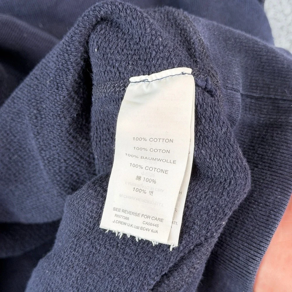 J Crew Vintage Fleece Sweatshirt Mens XL Blue V Notch Pullover Crewneck
